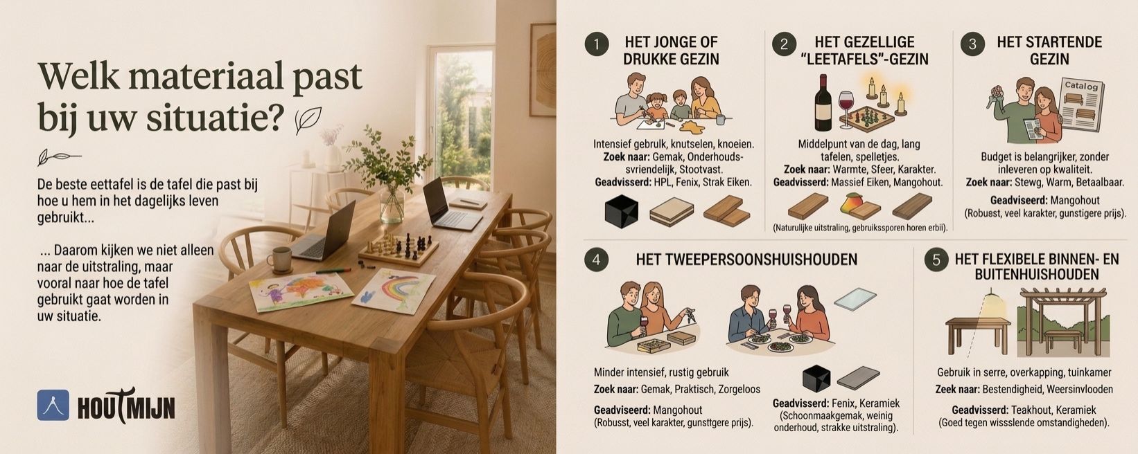 Advies: welk eettafel materiaal past bij uw huishouden en levensstijl